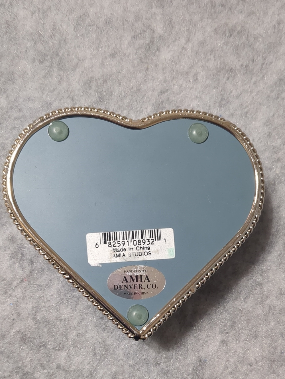 Amia Heart Shaped "Mother" Jewelry Trinket Box Hinged Hand Painted Stained Glass - Picture 5 of 9